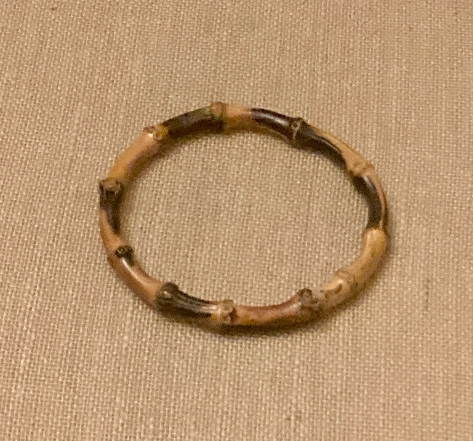 Vintage Burned Bamboo Wood Bangle Bracelet Rustic Boho Lot of 2