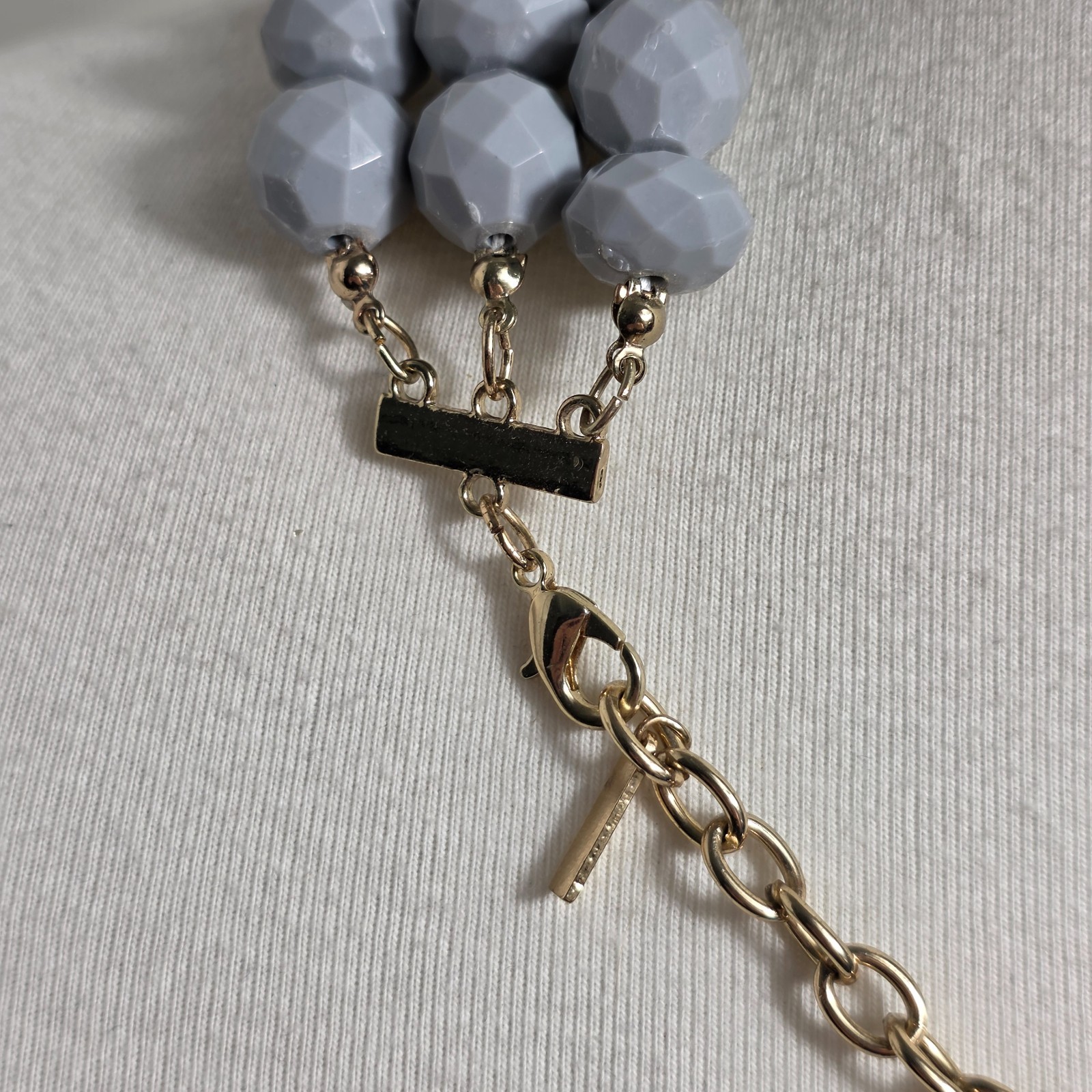 Sugarfix by BaubleBar Triple Strand Statement Necklace Gray Faceted Beads