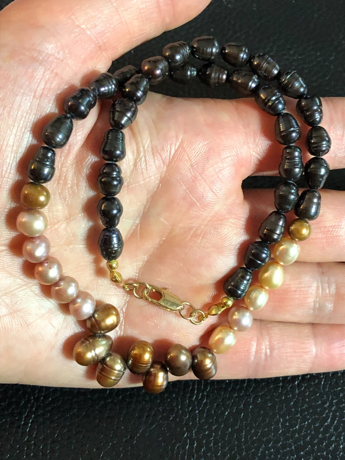 Freshwater Pearl Strand Necklace Multi-Color Black Brown Peach Beach Boho P23