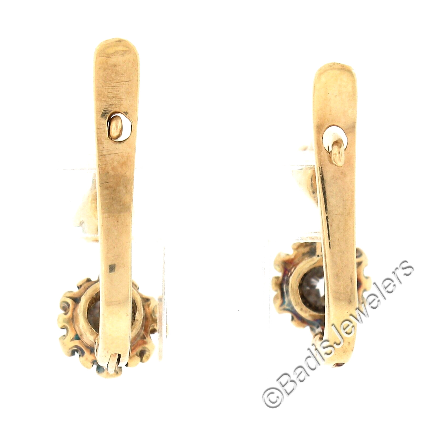 Antique Victorian Gold 1.10ctw GIA Prong Old European Diamond Drop Earrings