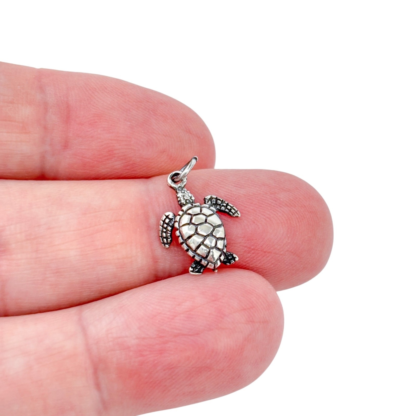 Vintage Sterling Silver 925 Sea Turtle Ocean Charm Pendant