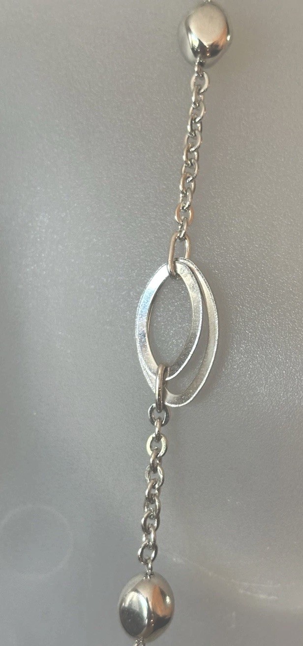 Vintage Shiny Silver Tone 35 “ end to end Necklace with Lobster Claw Clasp.
