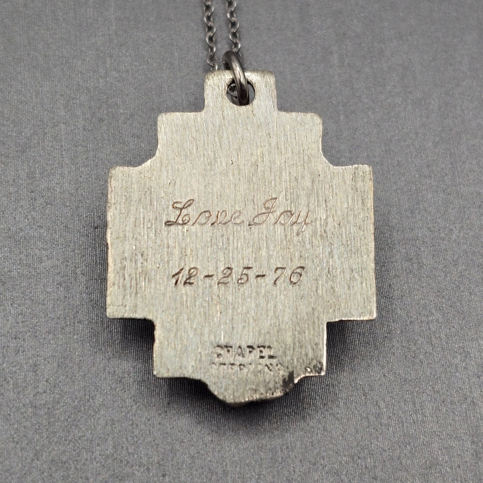 Vintage Chapel Sterling Silver Agony of Christ Pendant Necklace Brutalist 1976