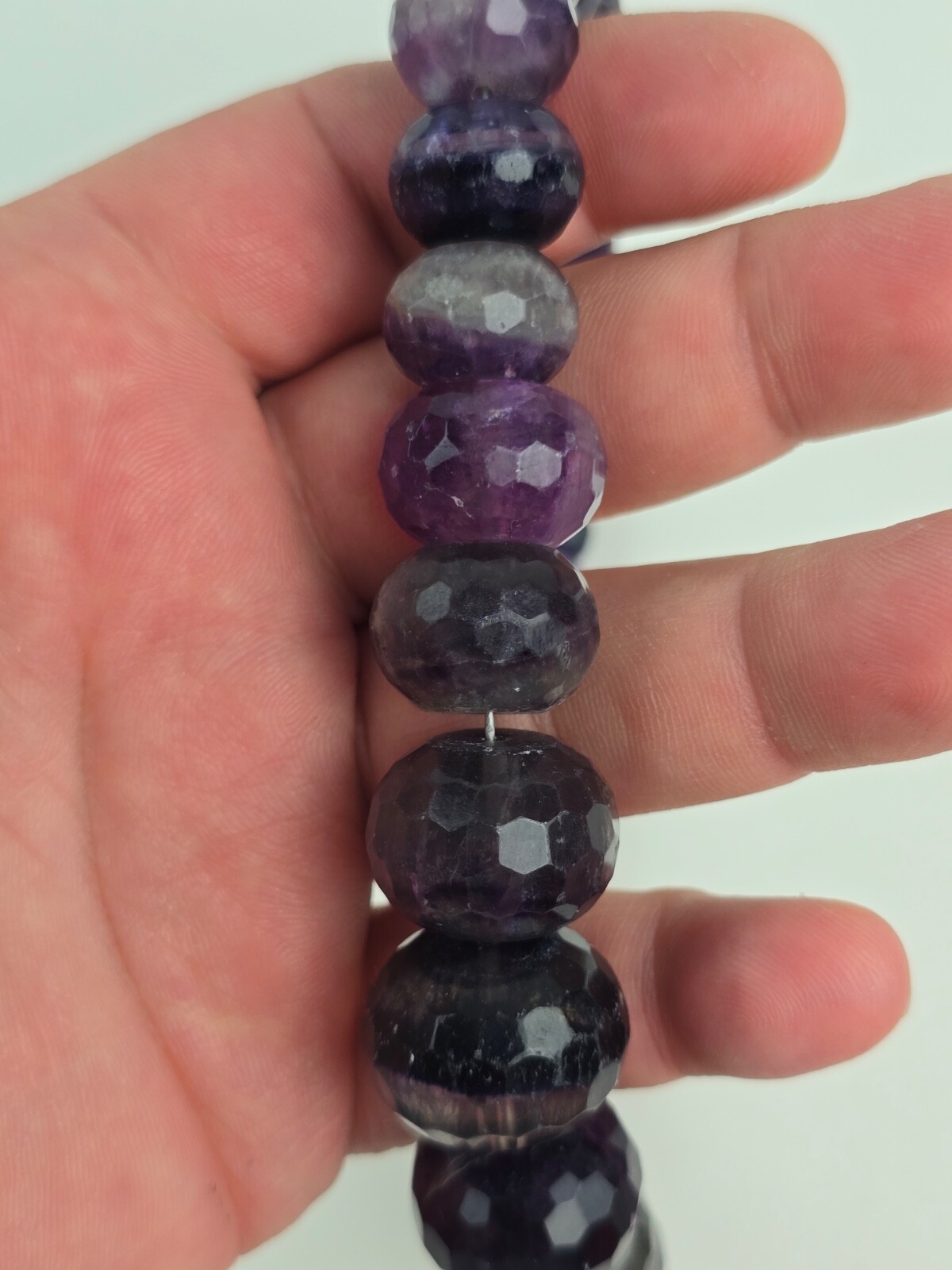 Sterling Silver Large Faceted Shades Purple Amethyst Graduated Bead Necklace 20″