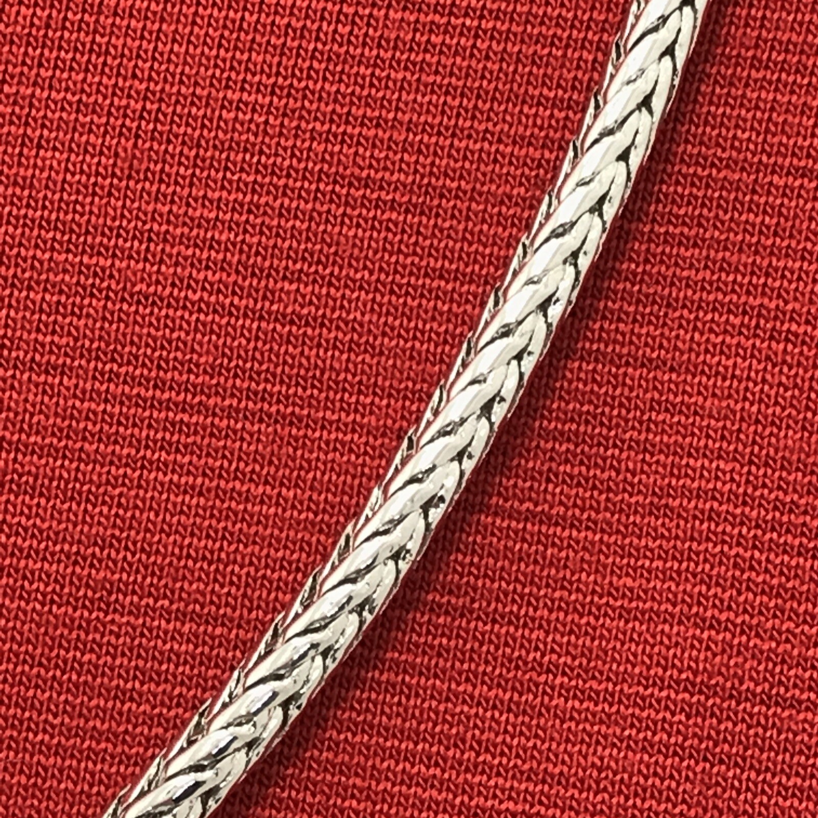 Vintage 3 mm Silver tone 16″ Spiga / Wheat Chain Necklace