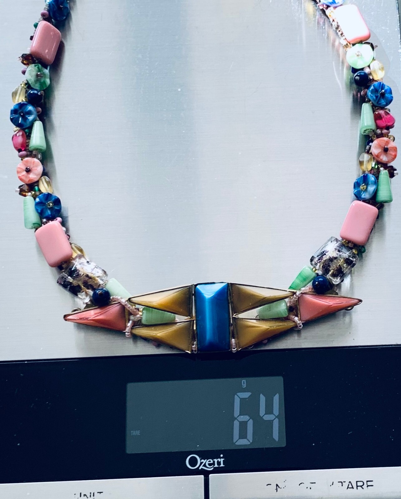 UNIQUE MIXED MEDIA ARTISAN STATEMENT NECKLACE