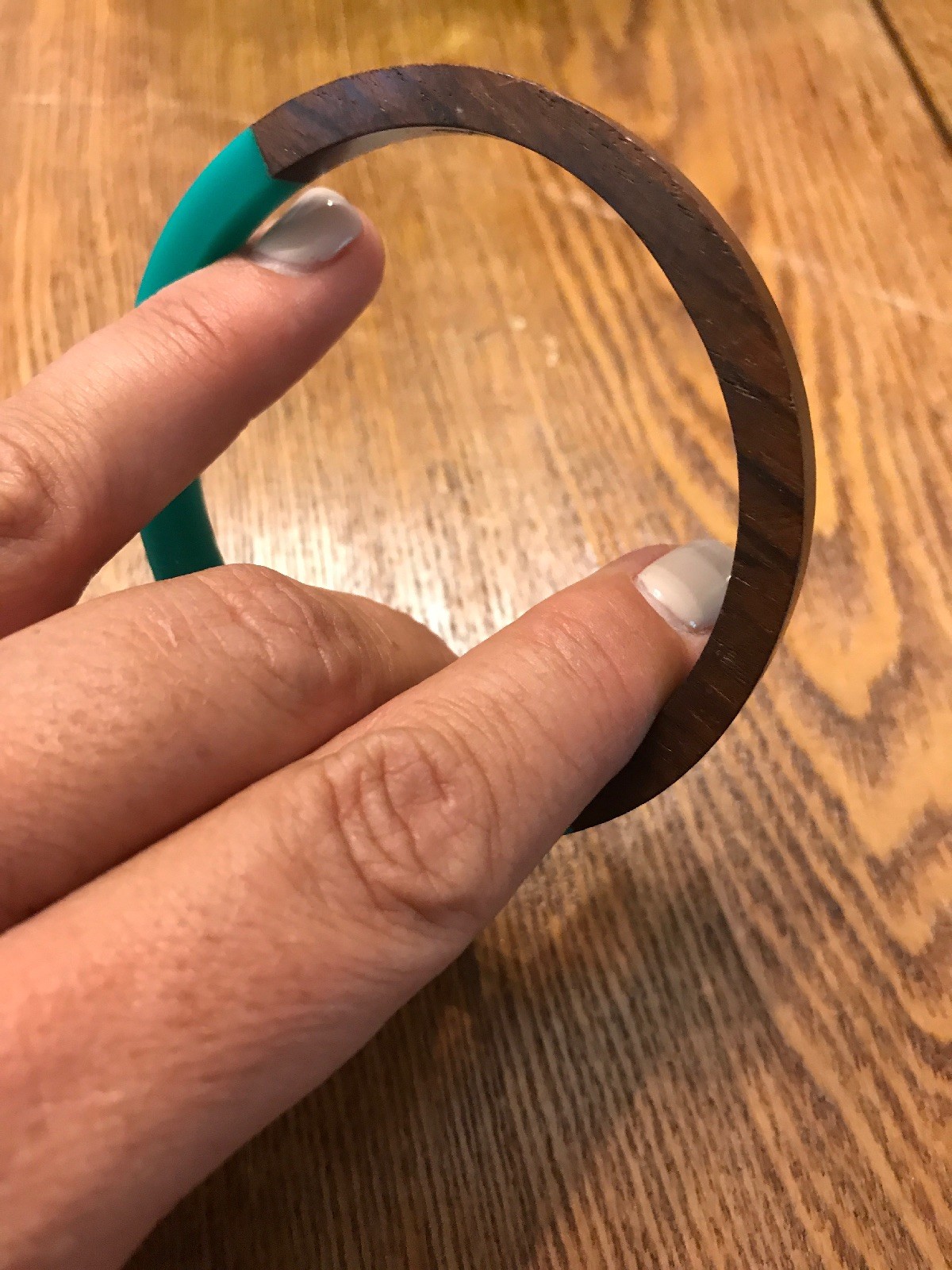 MOD Green Lucite And Wood Bangle Bracelet Stacking Spacer
