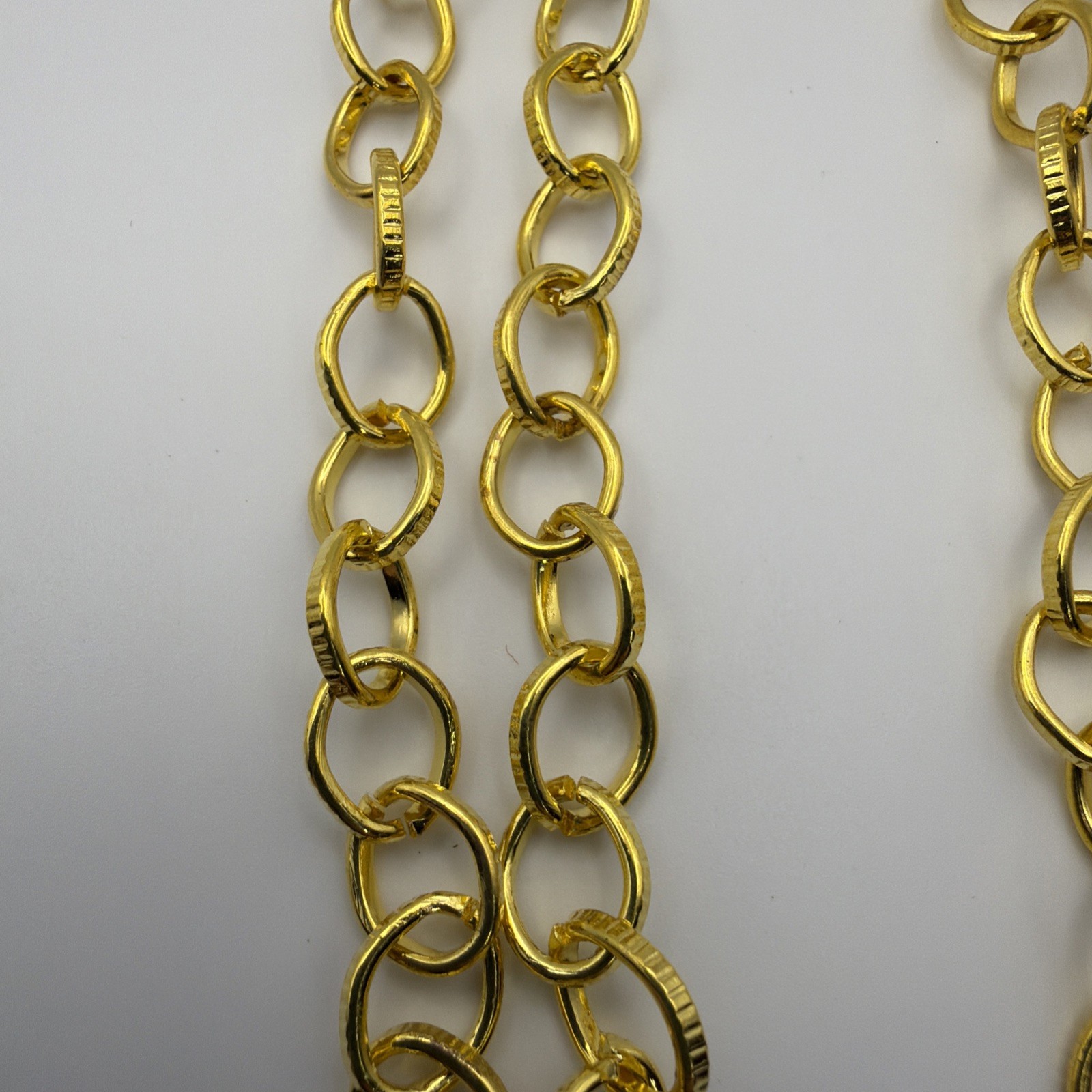 3 Vintage Loop Gold Tone Chain Necklace Lot#L09