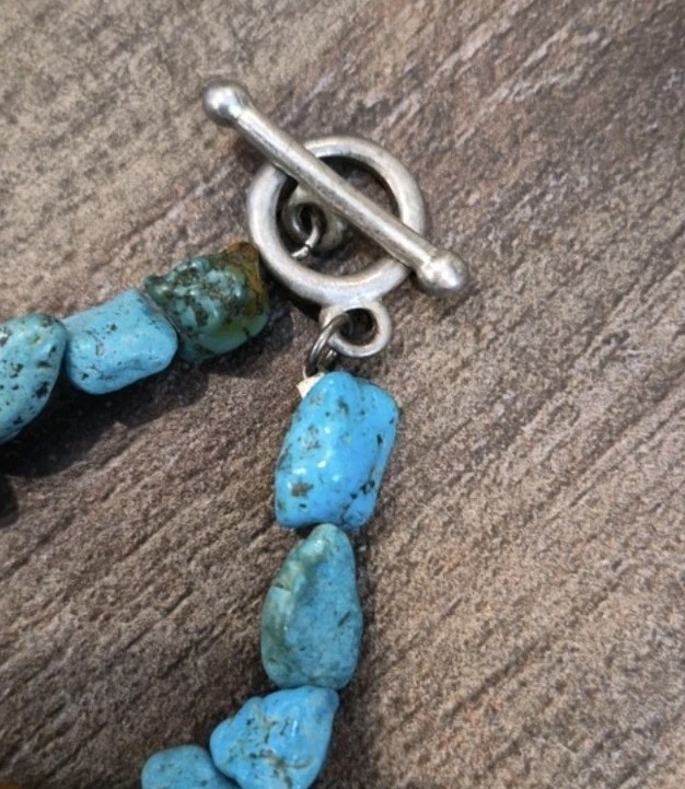 Vtg Handcrafted Turquoise Nugget & Natural Stone Toggle Closure Necklace