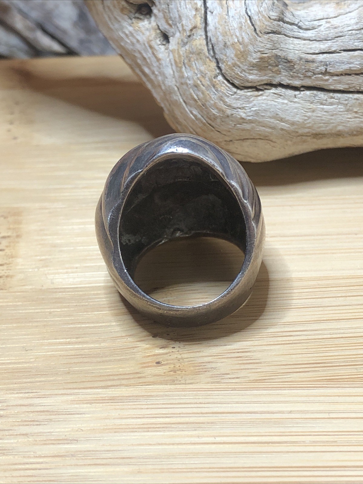 b51. Vintage AVM TAXCO Sterling Silver Rapa Shell Ring Size 6.75, 25.7g.Mex