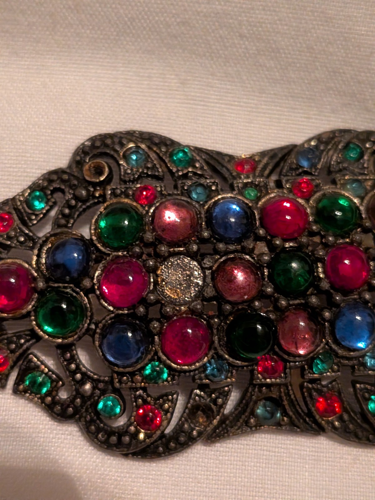 Vtg Art Deco Filigree Rhinestone Brooch Pin New England Glass Works