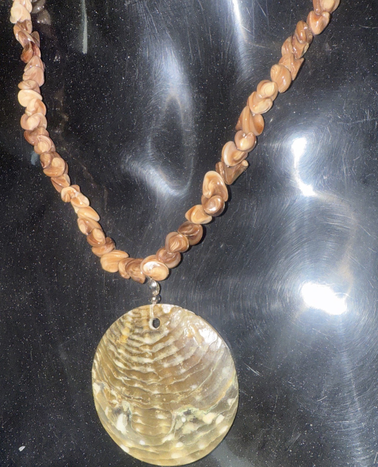Vintage Shell Beads And Shell Pendant