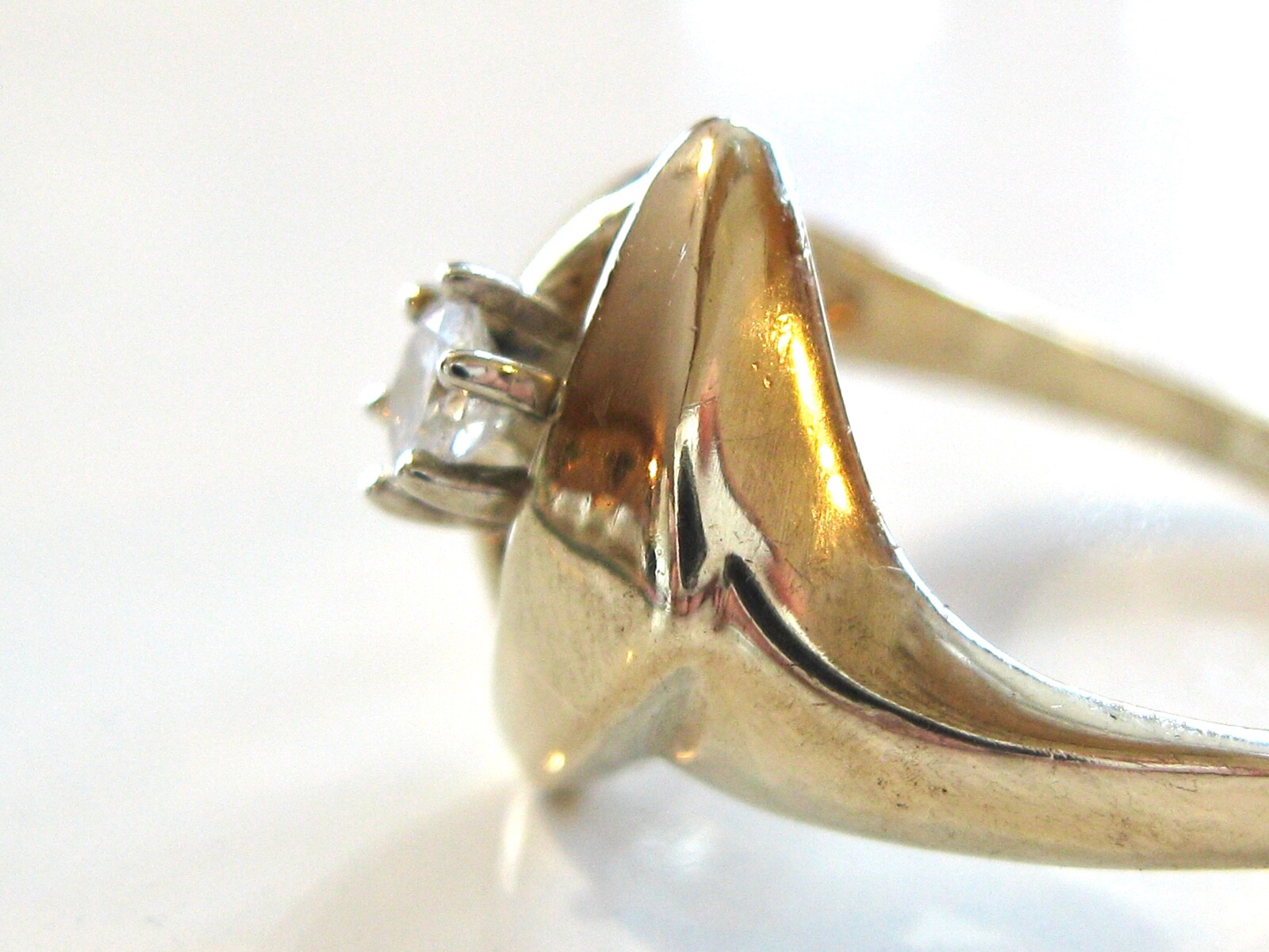 VINTAGE MOD RETRO DIAMOND ENGAGEMENT PROMISE EVERY DAY RING 14K YELLOW GOLD RING