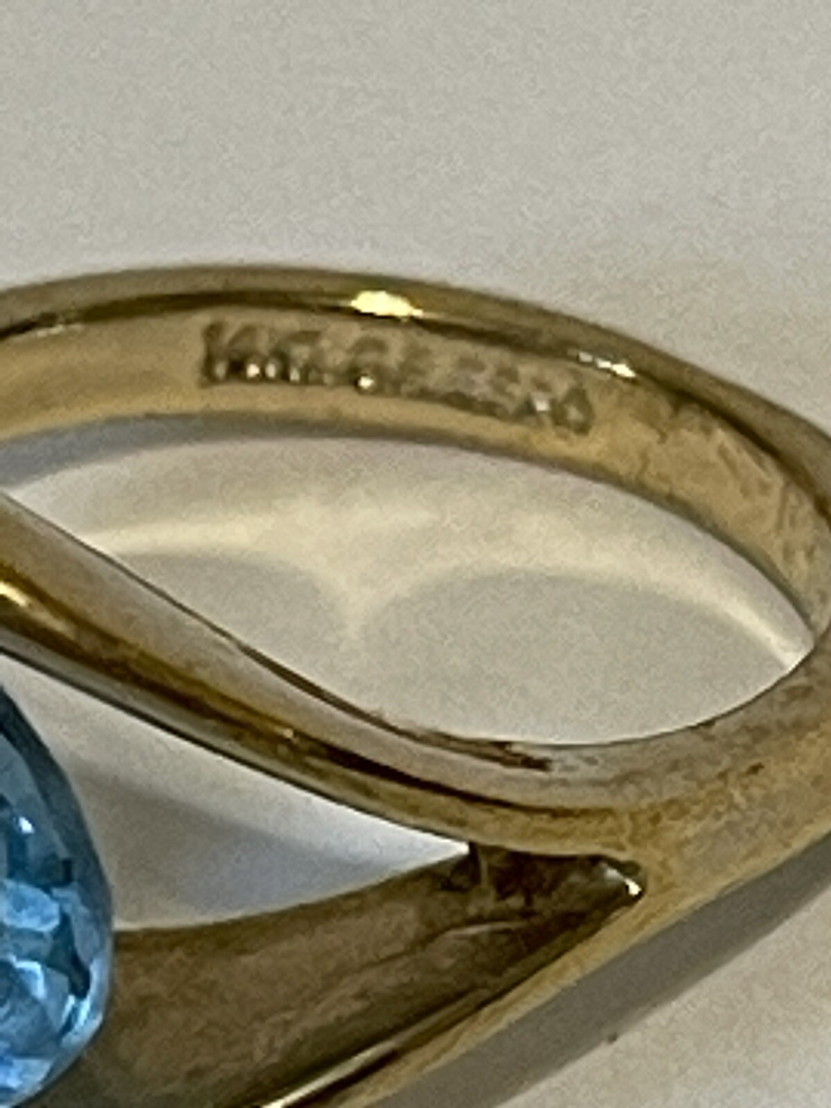 Beautiful 14K Gold Plated Joseph Esposito Oval Shaped Blue Topez Ring, Size 6