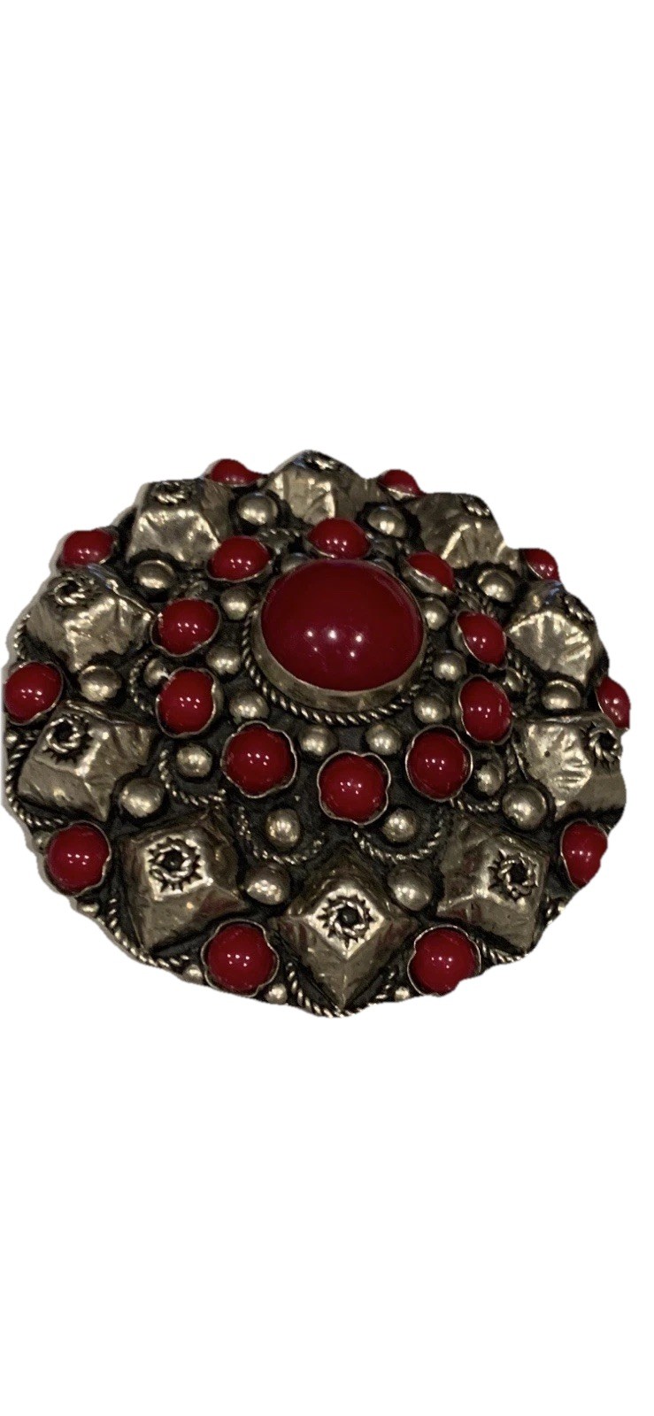 Circa 1920 S Silver Red Agate Brooch
