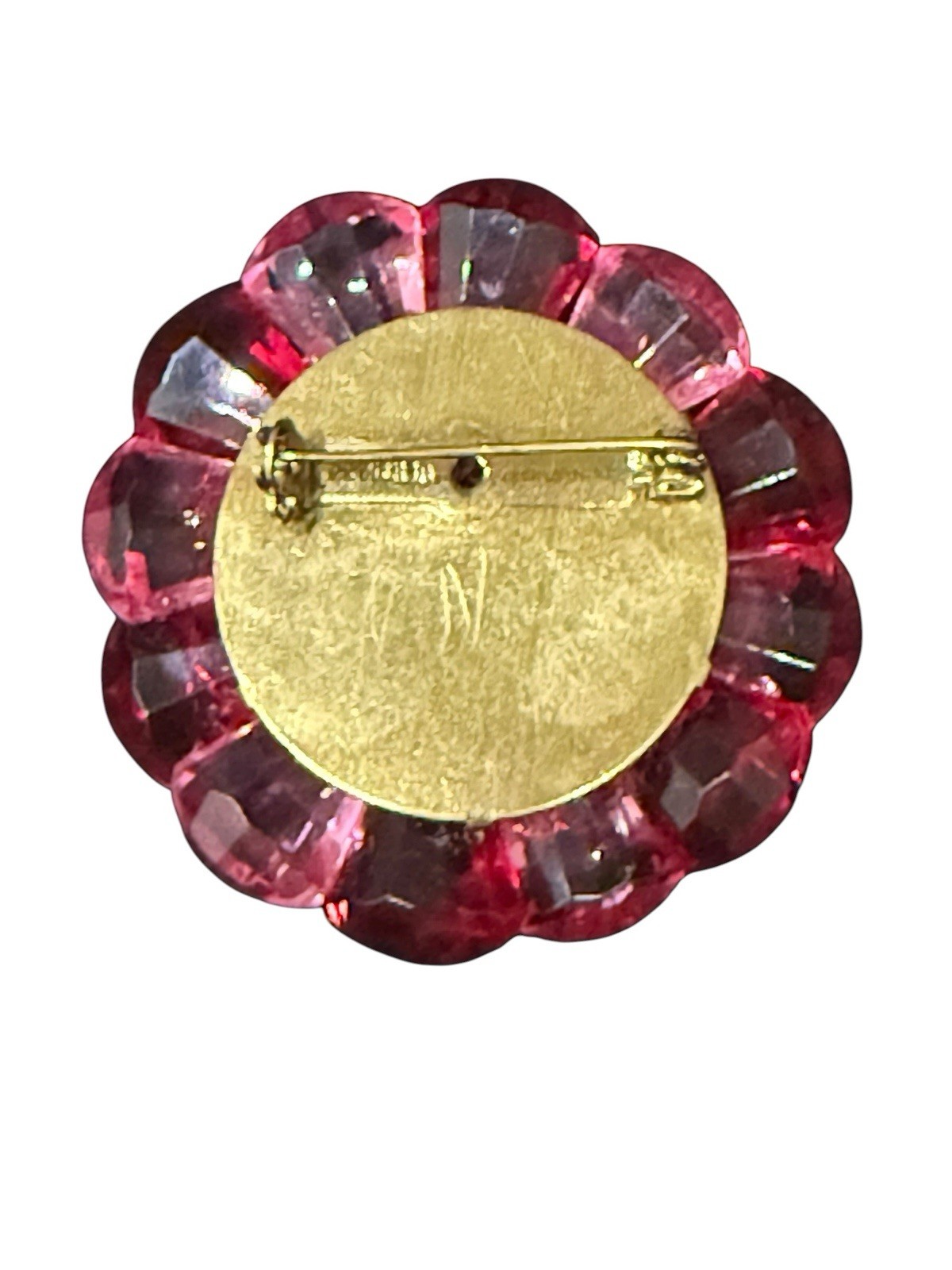 Signed Germany Pink, Red, Fuchsia Mid Century Vintage Lucite Flower Brooch