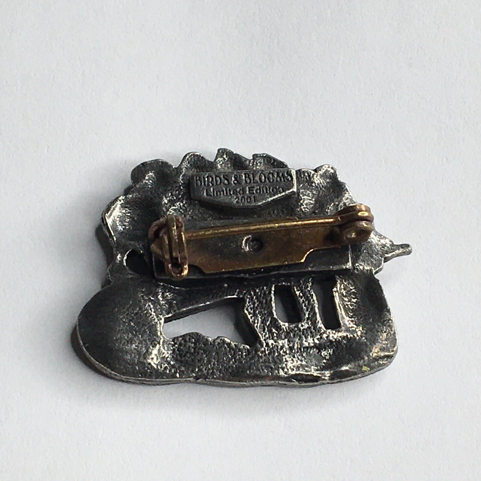 Birds & Blooms Brooch Pin Pewter Flower Wheelbarrow Granny Cottage Fairycore