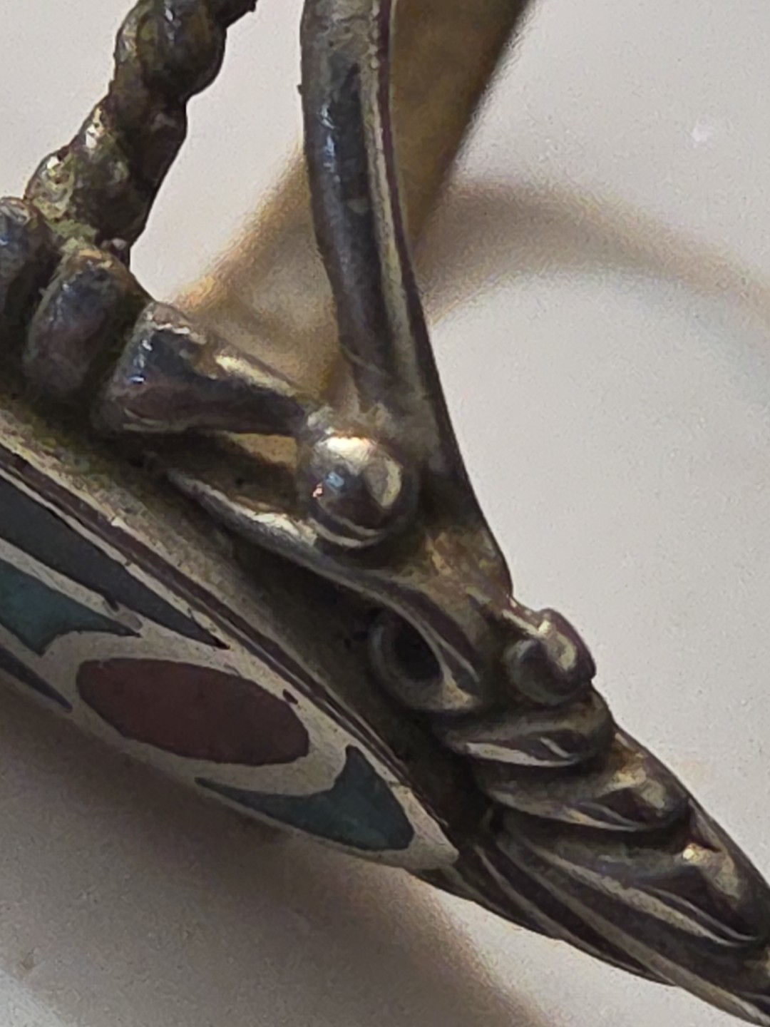 Vtg Artisan Silver Southwestern Turquoise Onyx Coral Chip Inlay Sz 7.5 Ring W76