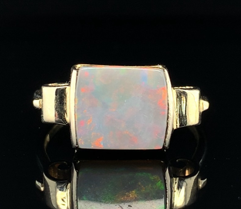 Retro 14k Yellow and White Gold 2.08 Carat Genuine Australian Opal Ring (#J7487)