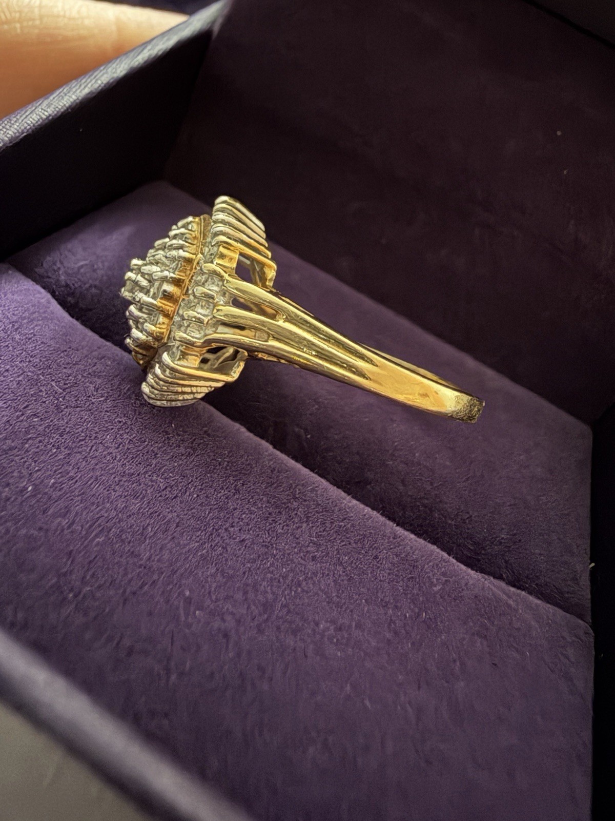 C. 1980 Vintage 1.15 ct. t.w. Diamond Cluster Ring in 14kp Gold. Size 7.5