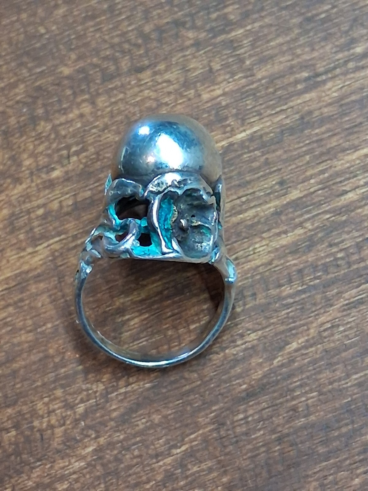 Vtg Sterling Silver Jens Petersen Art Nouveau Poppy Flower Perfume Orb Ring 2.75