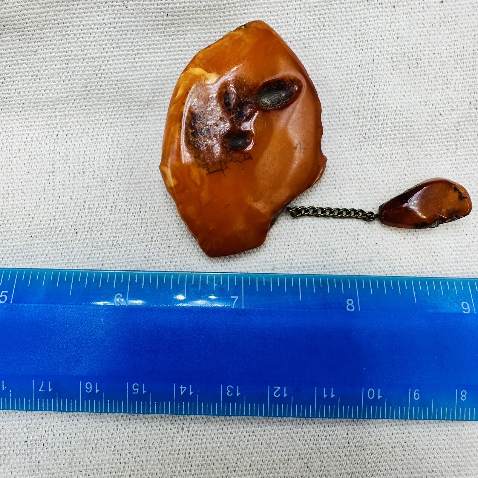 Vintage Nugget Landscape Baltic Amber Brooch Egg yolk USSR 1960s