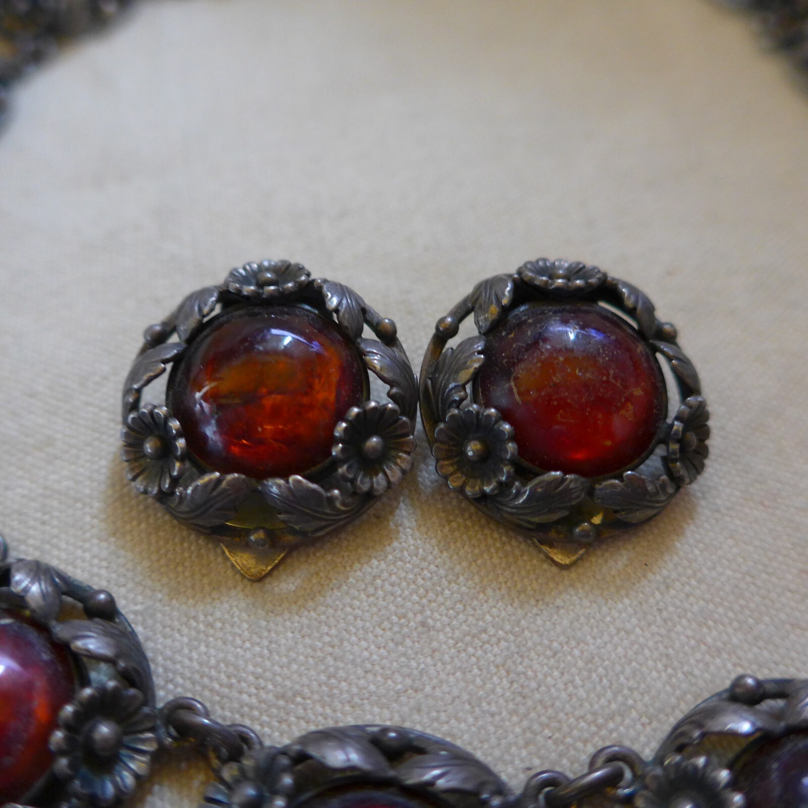 Denmark N. E. FROM Niels Erik 925 Sterling Silver Amber Necklace & Earrings