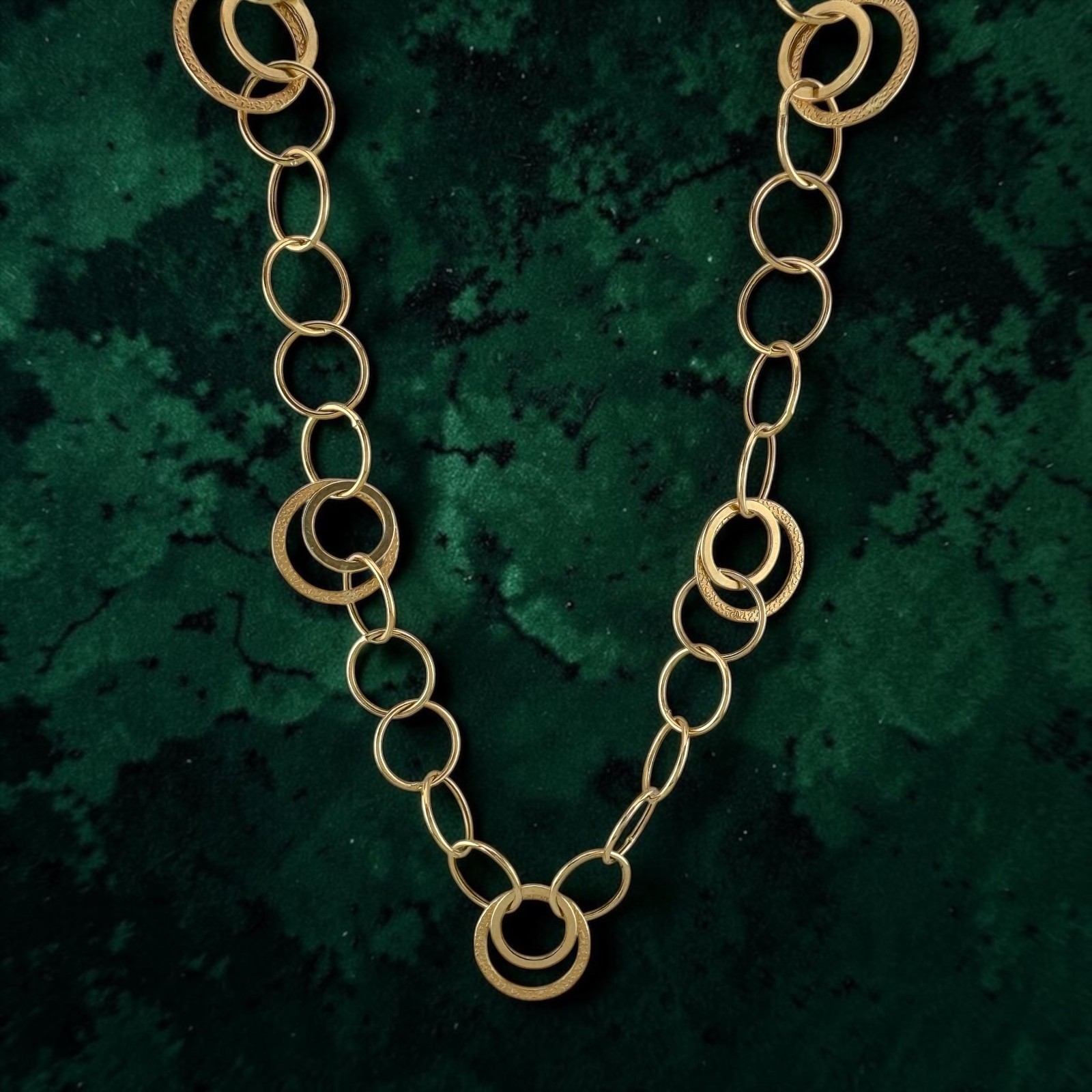 Vintage 14K Gold Long Layering Necklace with Textured Links 8.58g – 23.5″