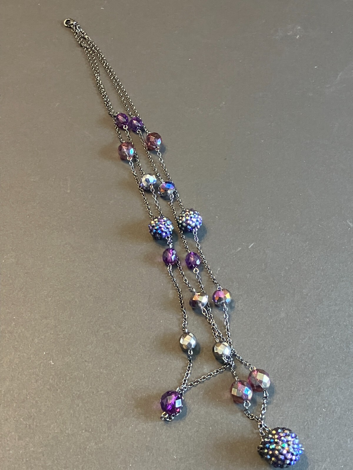 31″ Two-Strand Bead Necklace, Pinkish Purple in Color w/Hook & Eye Closure