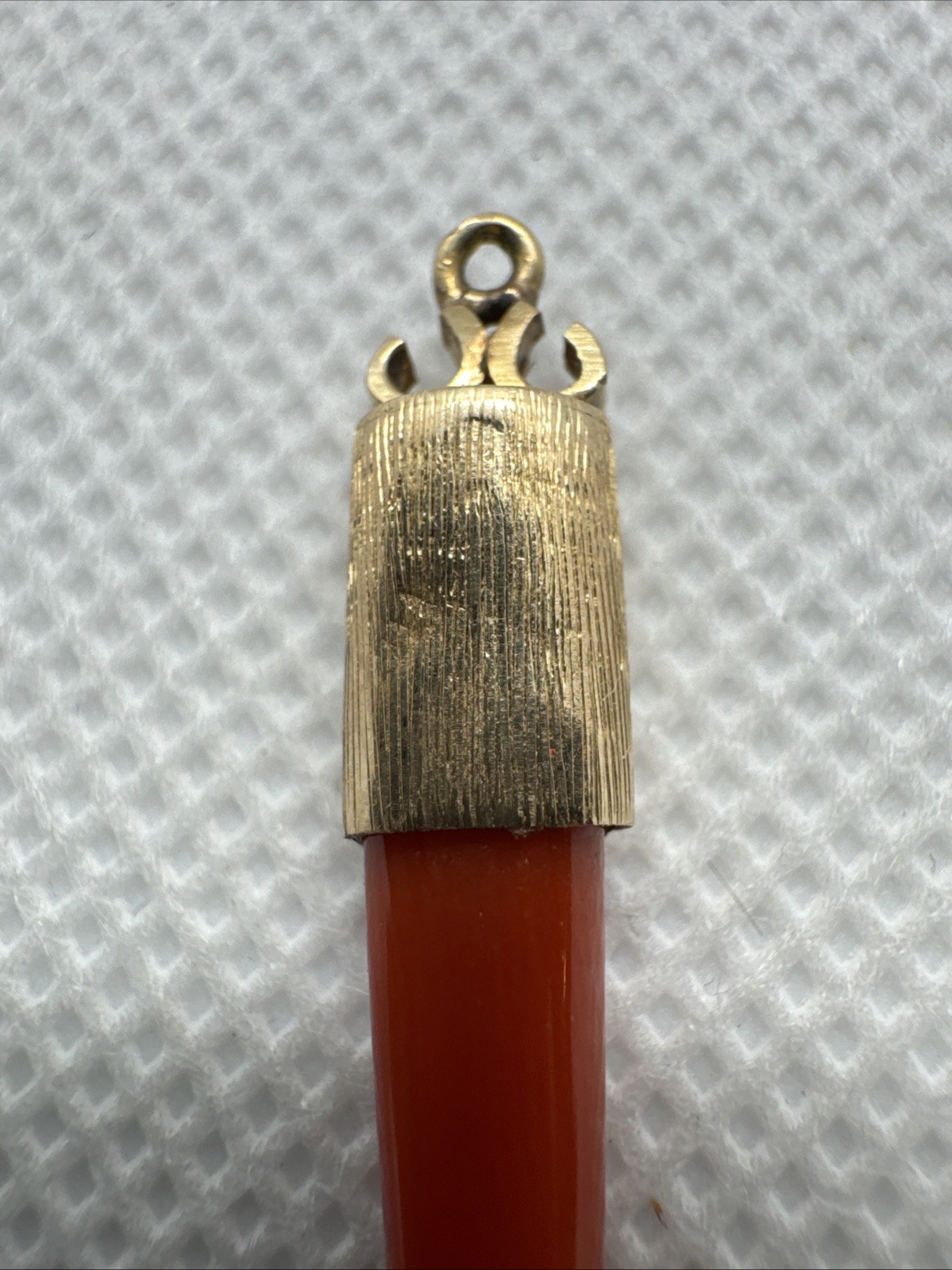 Victorian 14k Yellow Gold Red Coral Horn Charm Pendant 2g Vintage, Antique, Rare