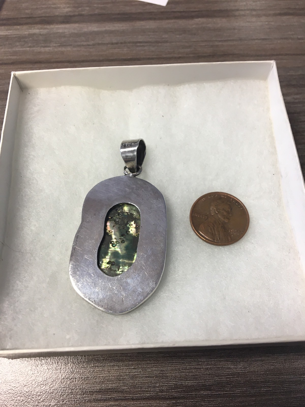 Abalone Pendant Sterling Silver 925 Auction Finds 702