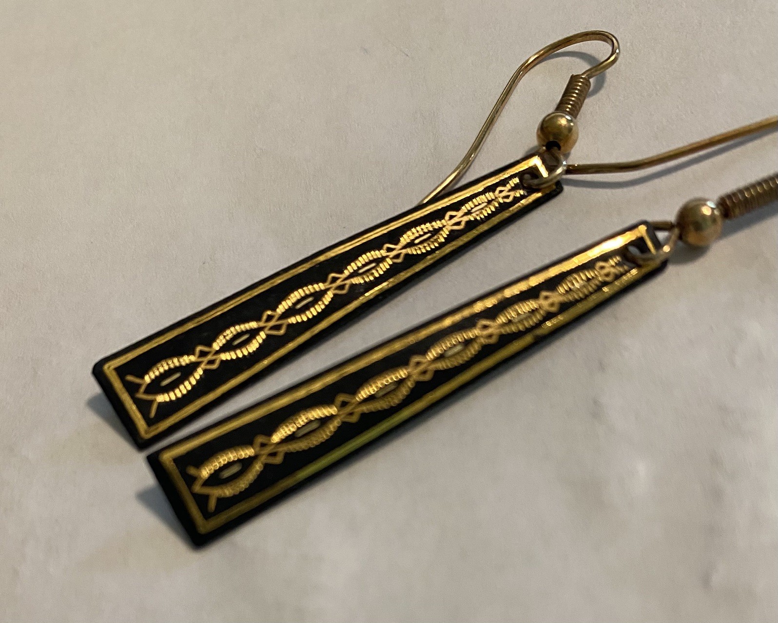 Toledo damascene 24kt gold inlay bracelet and earring set