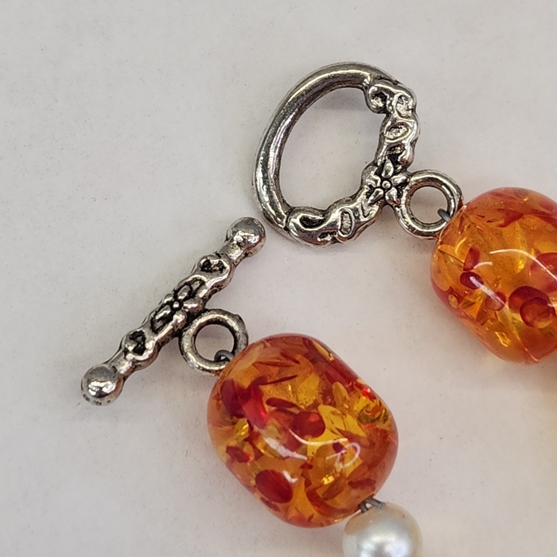 Faux Amber Necklace Lot of 6 Pendants Beads