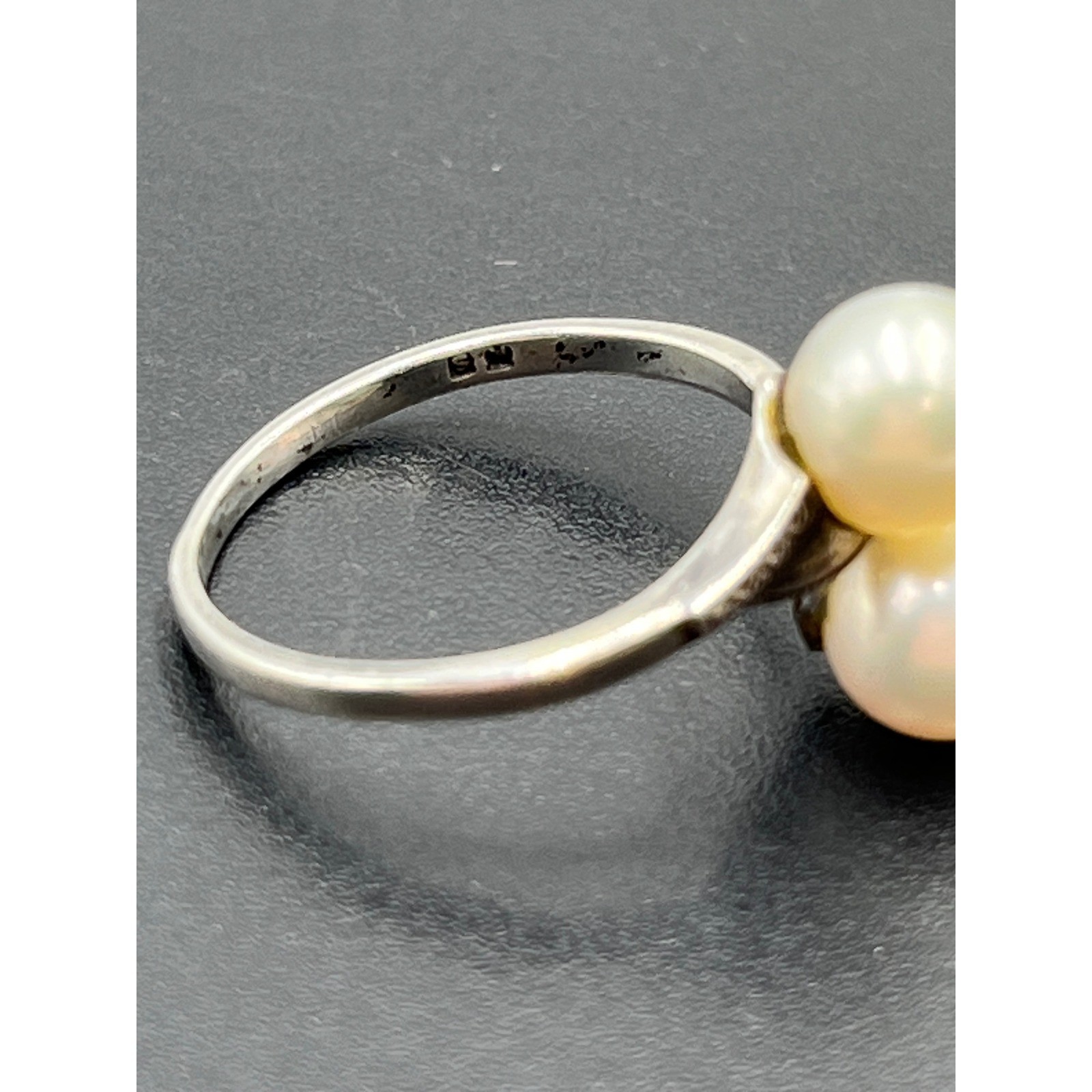 Mikimoto Vintage estate Akoya Pearl Sterling Silver 925 Toi et Moi Bypass Ring