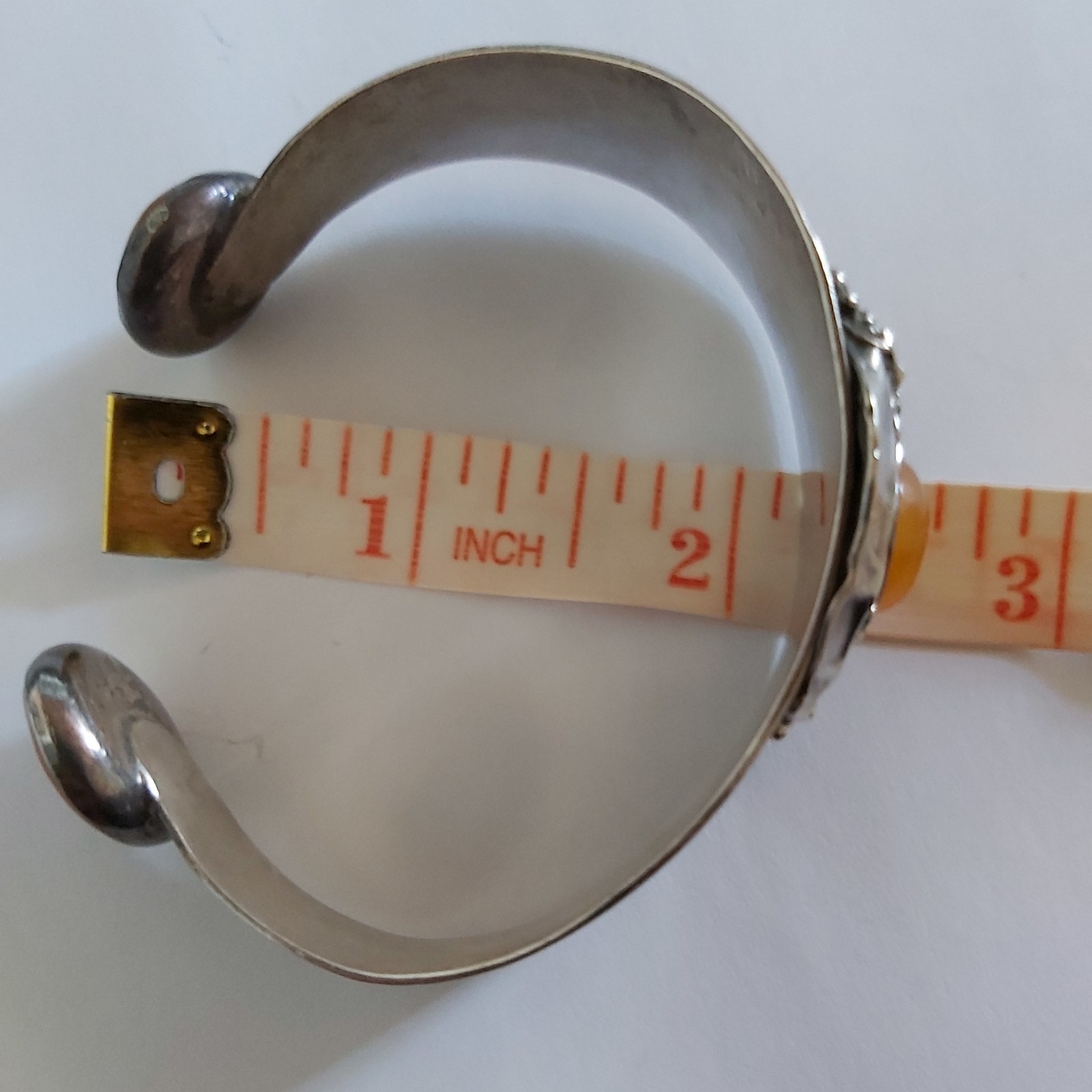 Antique Art Deco Sterling Silver Cuff Bracelet Original Design 3 Amber Inserts