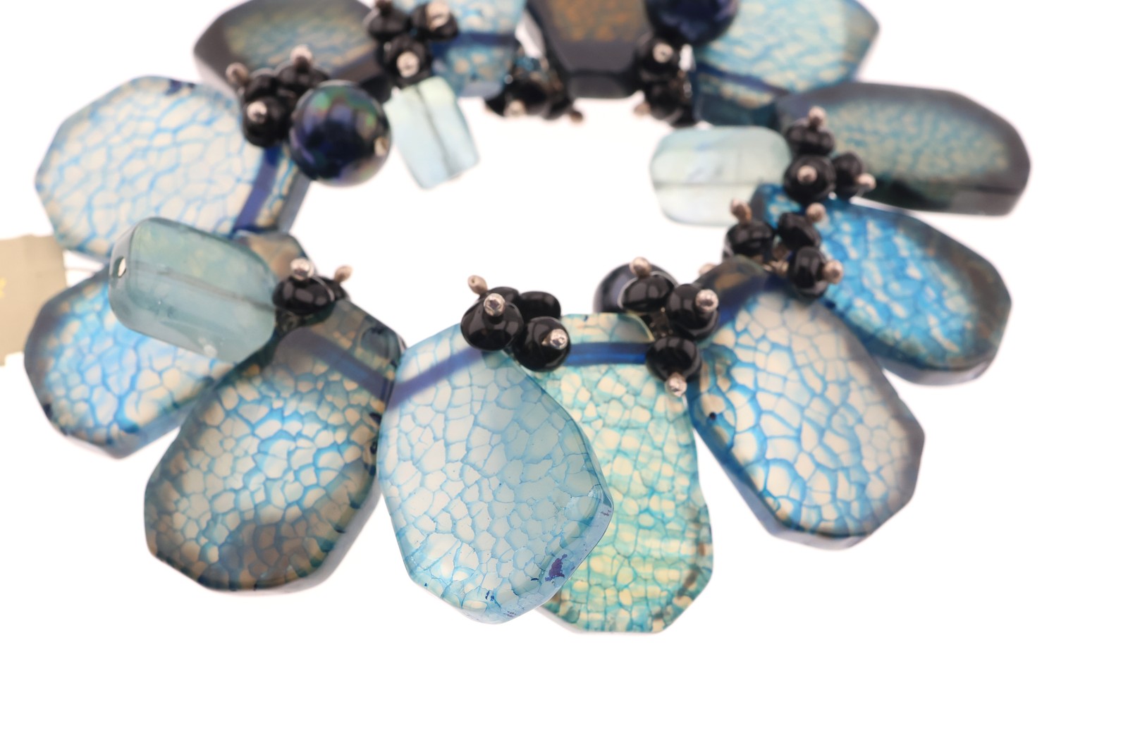Amy Kahn Russell Sterling Silver Agate Onyx Stretch Bracelet