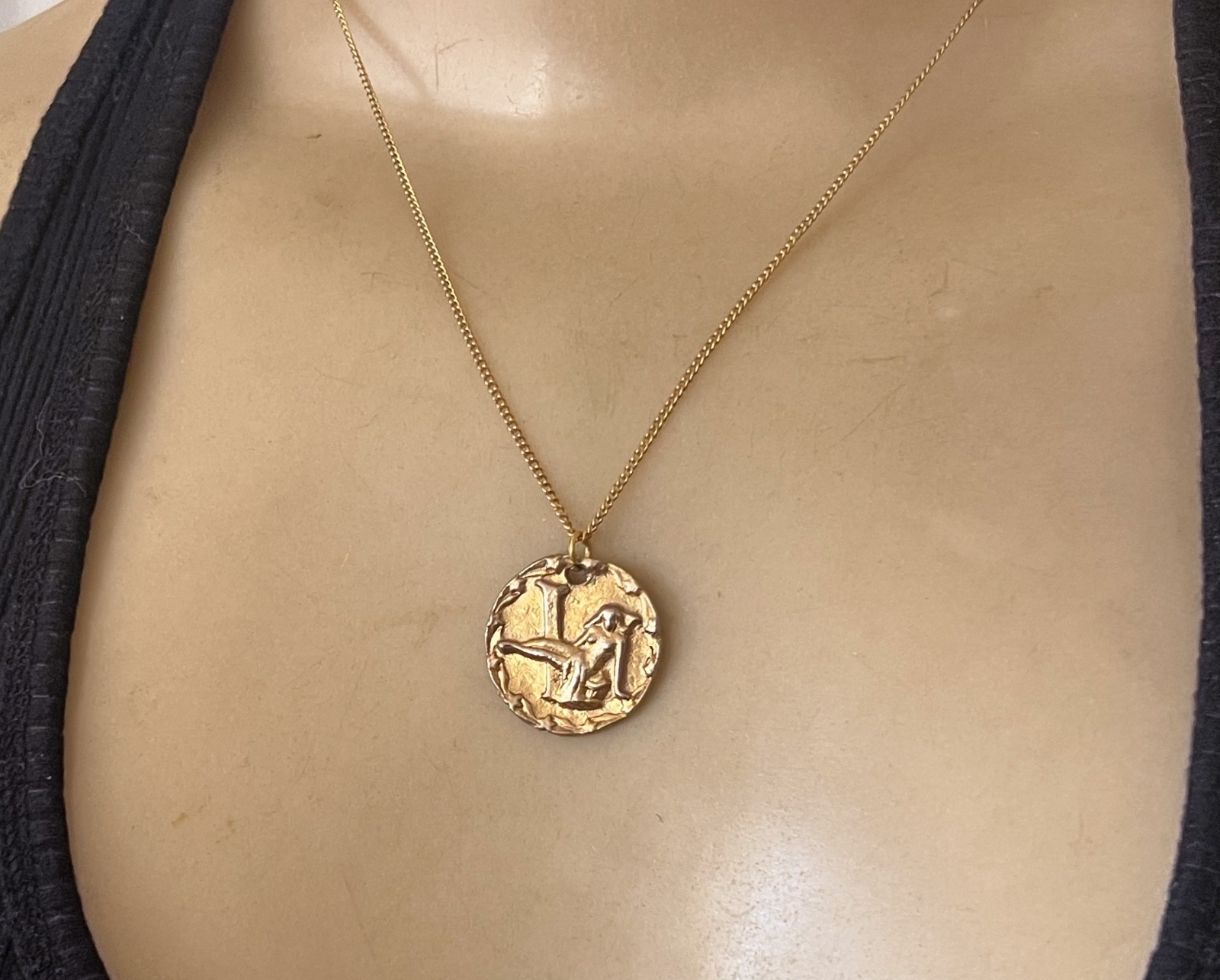 Vintage Virgo Zodiac Necklace Horoscope Astrology 1970’s Coin Pendant