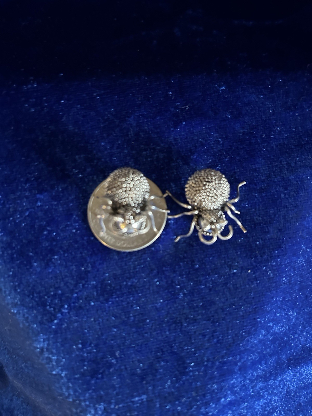 Vintage Sterling Silver Handmade Beetle Brooch/pins 2 Great Detail Nice Work
