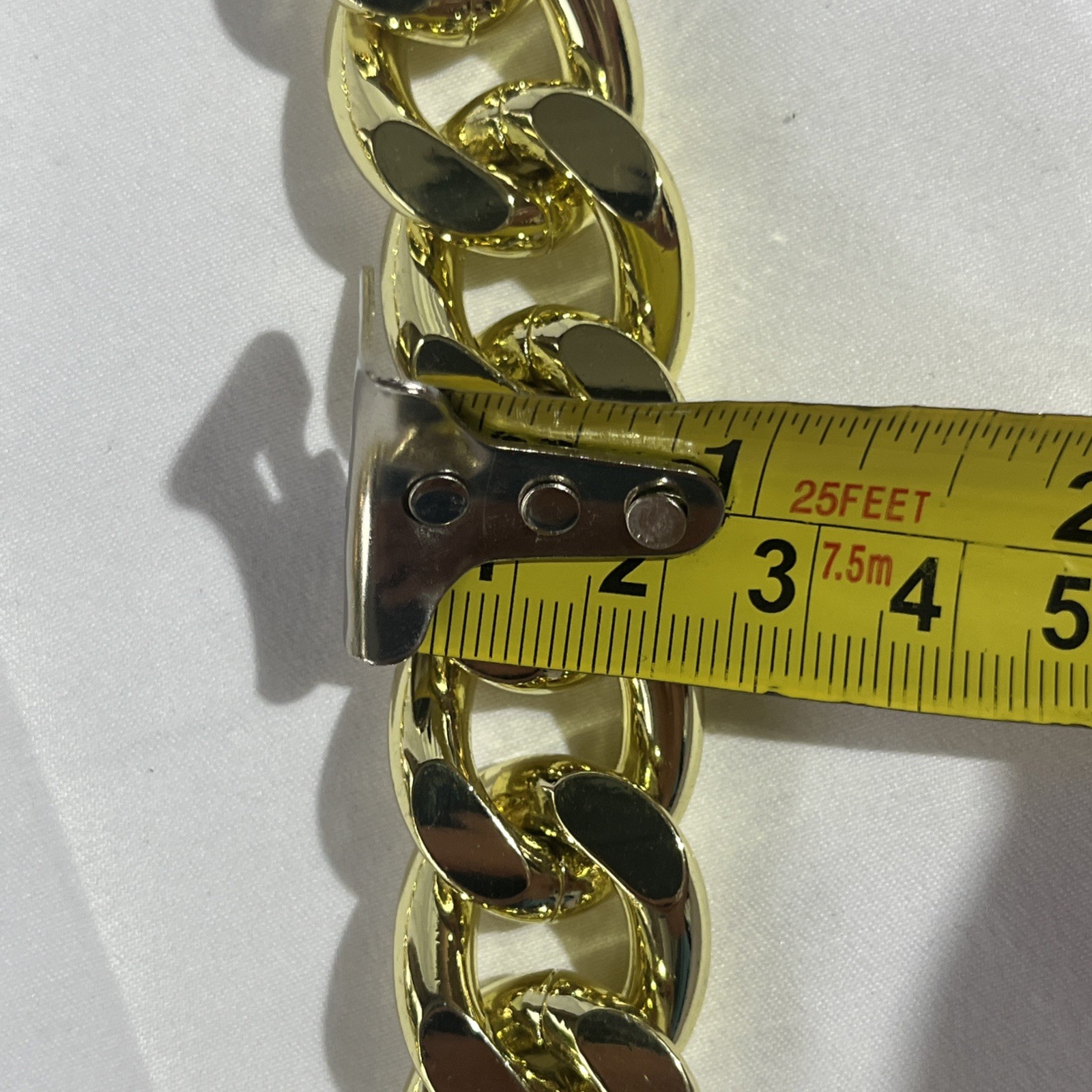 Yellow Gold Plate 20mmmm Wide Thick Curb Adjustable Link Chain Necklace