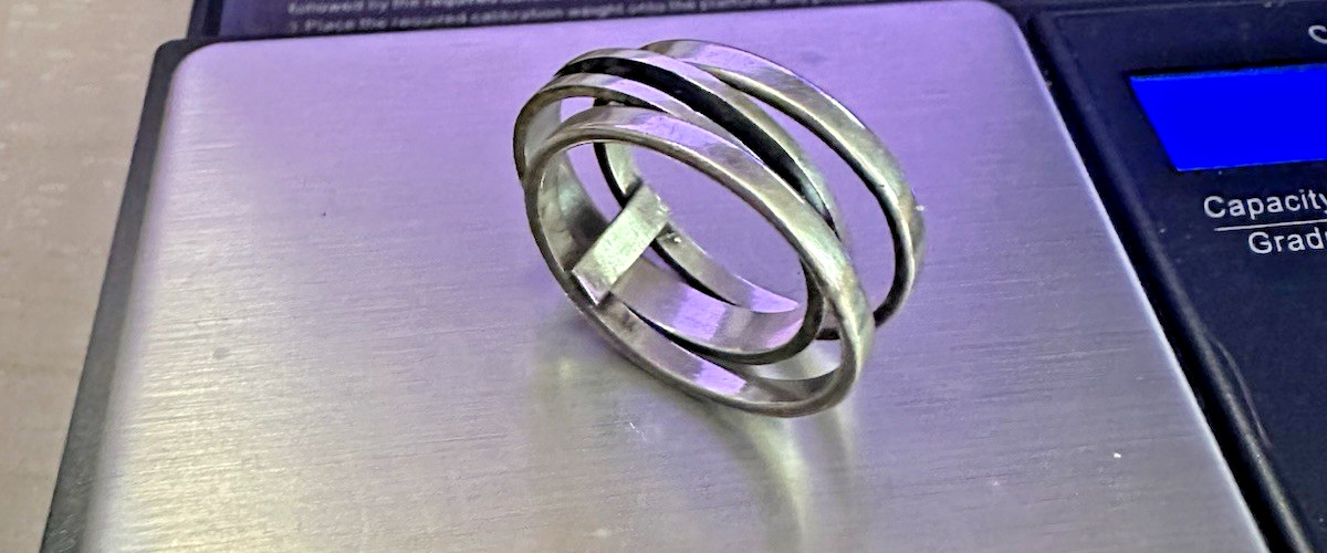 Sleek Modernist 3 Band Unisex Stack Ring 1 Cm wide Sterling Silver Size 11, 8 gr