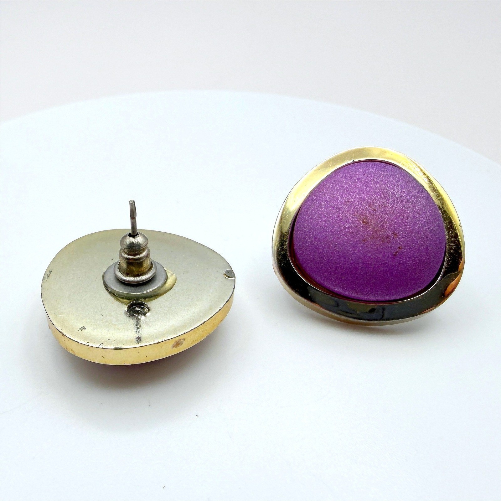 Vintage Purple Velvet Theatre Night Stone Coated Aluminium Retro Enamel Earrings