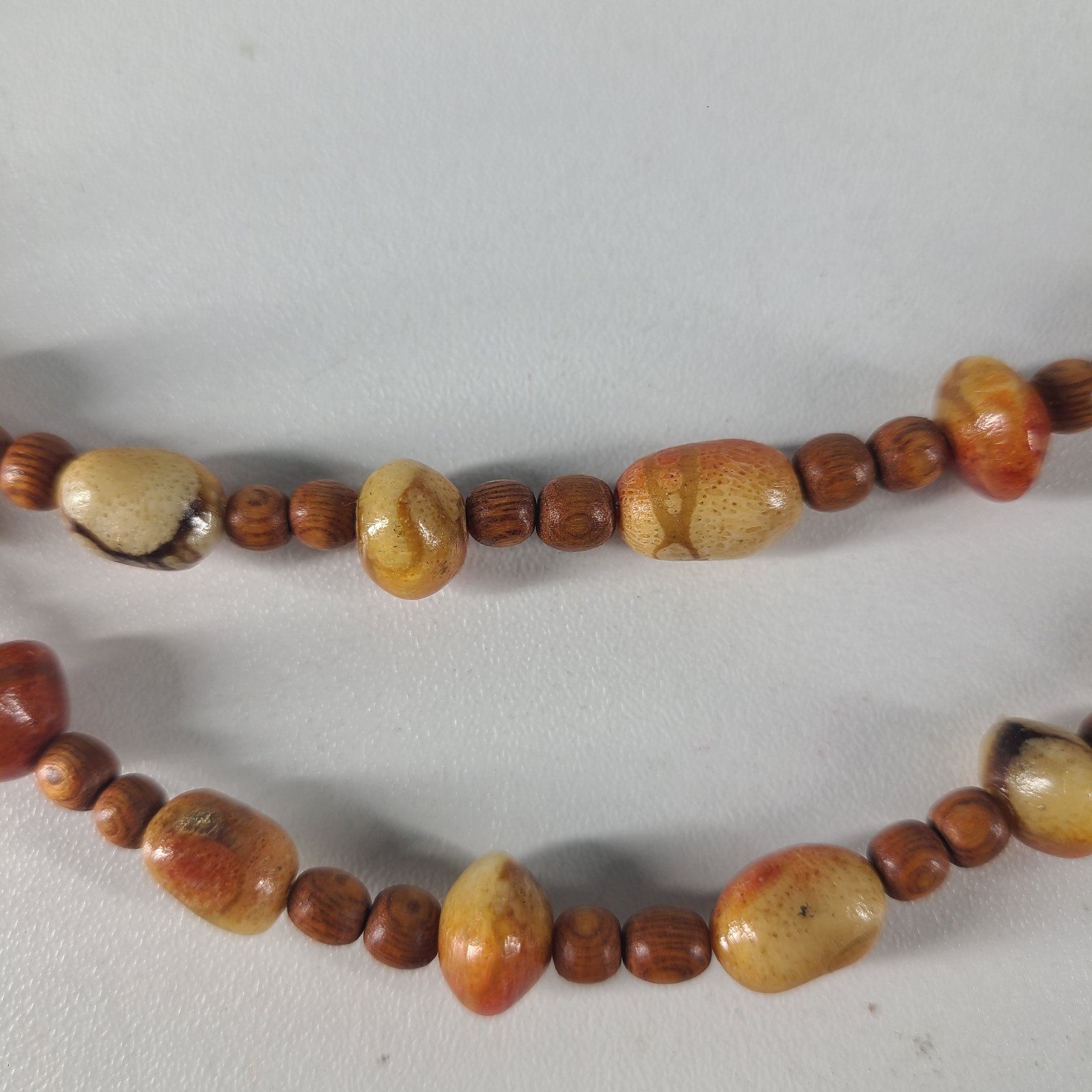 27” Genuine Apple Coral and Wood Beads Necklace – Orange