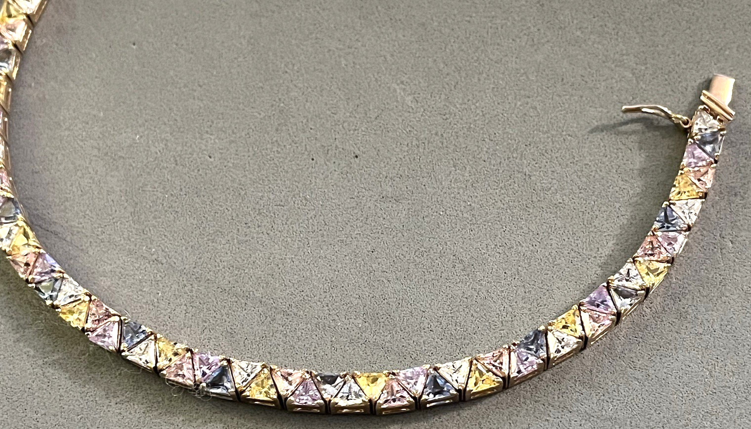 ROSS SIMONS Gold Plated Sterling 925 Trillion Cut Multi-color CZ Bracelet Mint