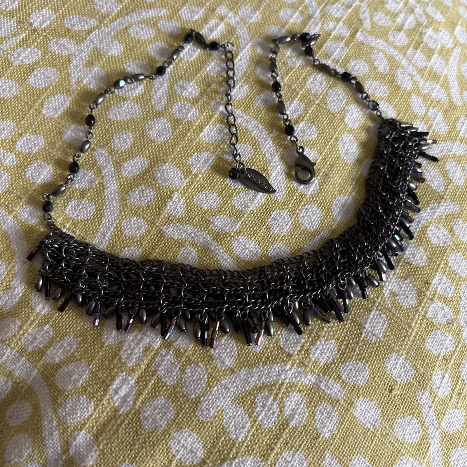 Vintage 1980s-1990s Gunmetal Irredescent Statement Necklace