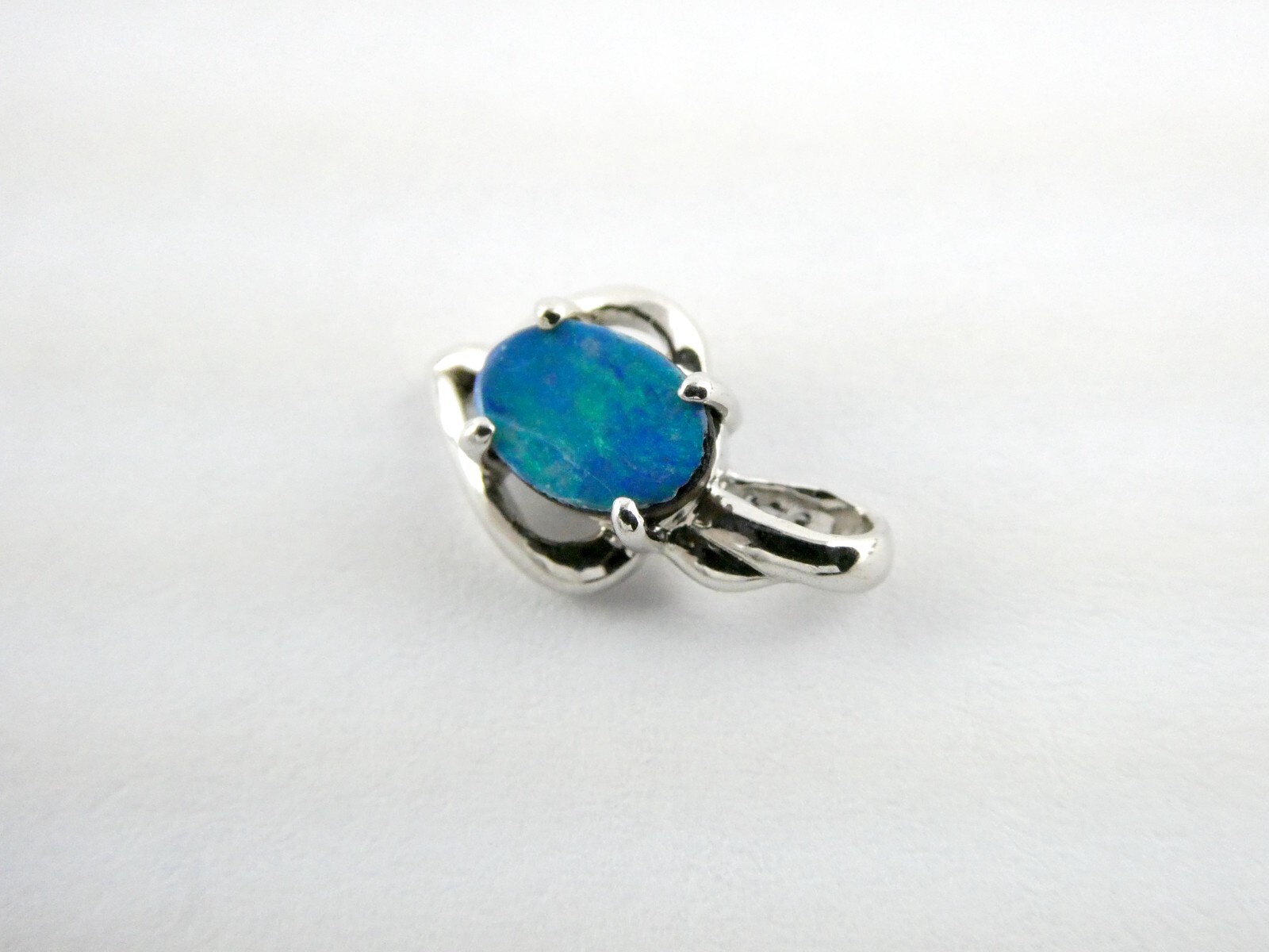 Sterling Silver Australian Blue Opal Doublet Pendant 925 .5 Inch Long .8g AS IS