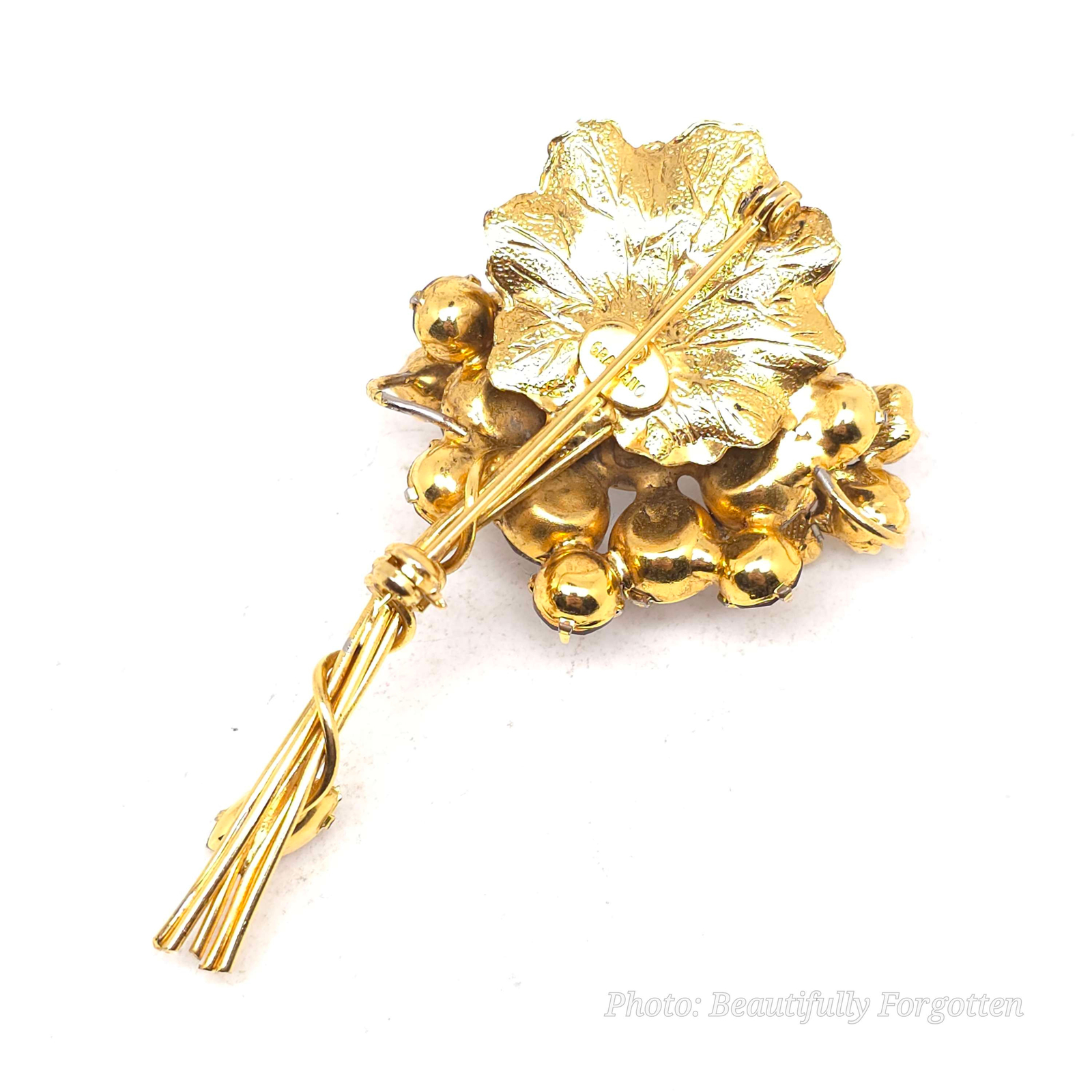 Signed RJ Graziano Purple Rhinestone Floral Bouquet Brooch