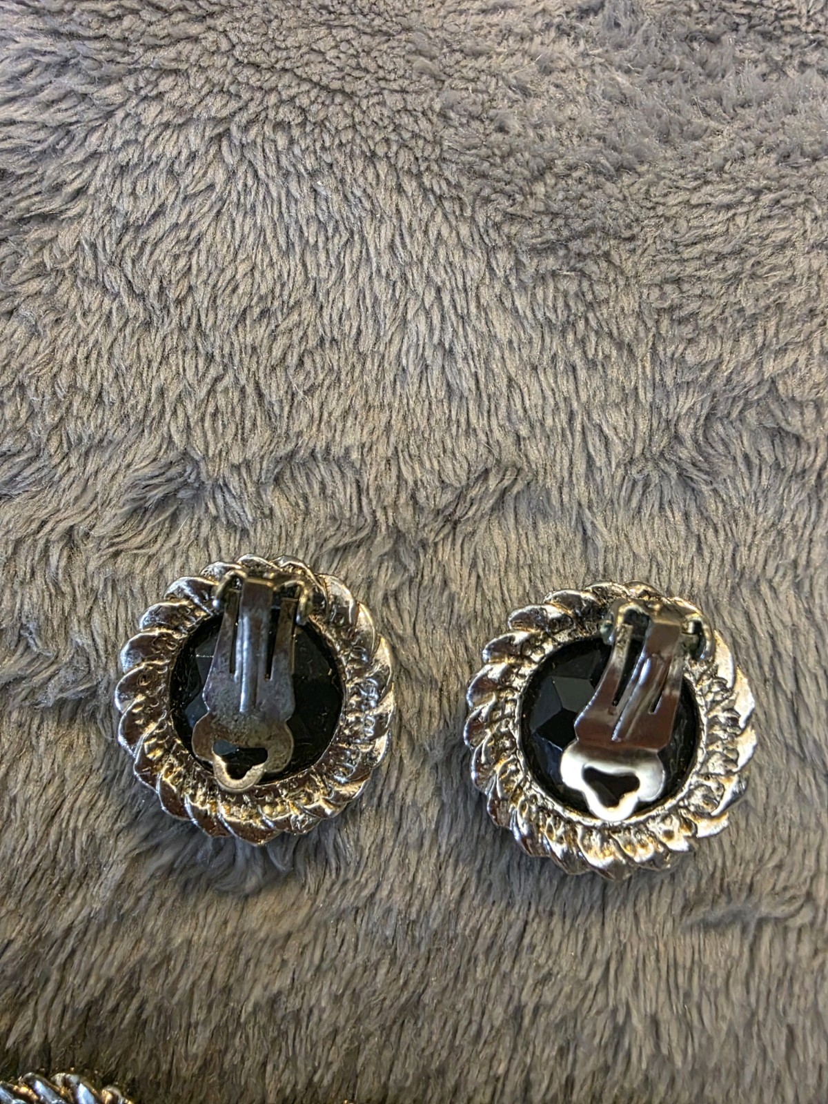 Silver And Black Grey Earrings And Bracelet