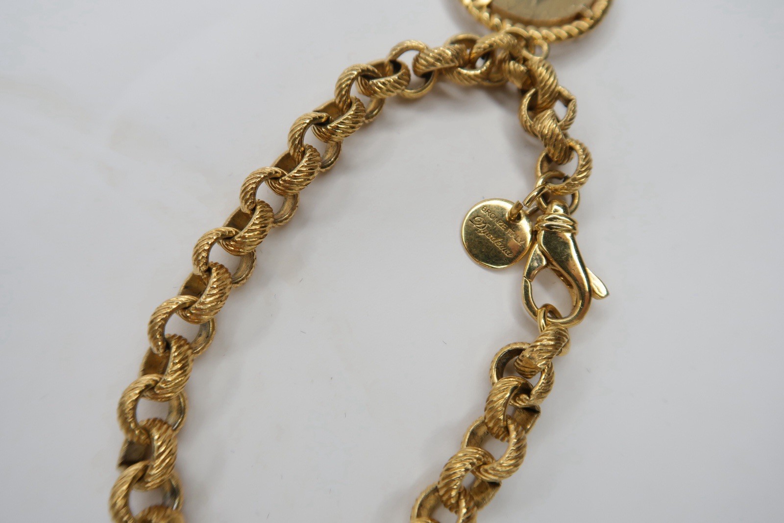 Vintage Dyadema Bronze Italy Gold Euro Coin Bracelet Gold Tone Vintage Jewelry