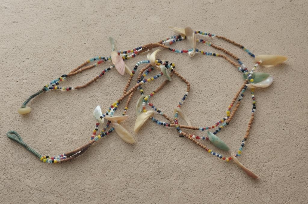 Beautiful Vintage Tribal Bead Cut Shell Bohemian Necklace