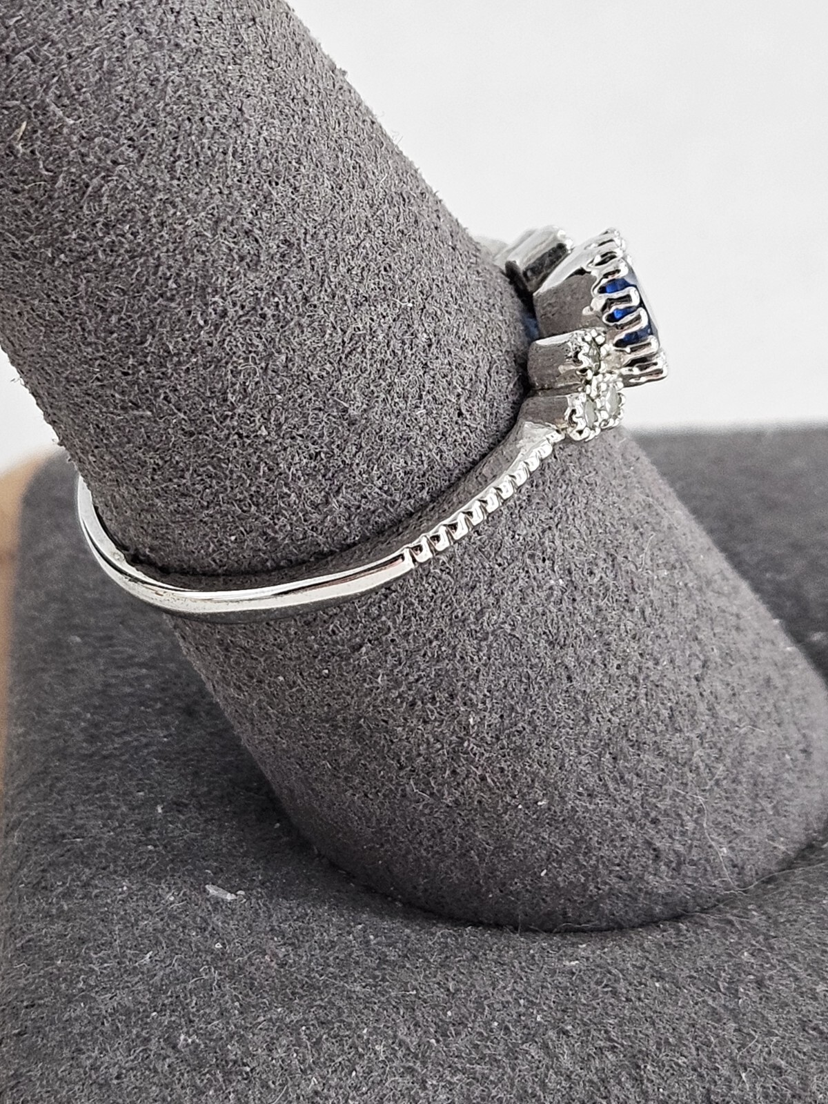 Estate Sterling Purple Enamel Rhinestone Ring And Sterling Blue Rhinestone Ring
